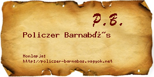 Policzer Barnabás névjegykártya